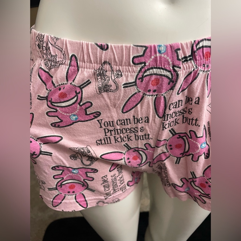 Rare It’s Happy Bunny You Can Be A Princess Pajamas Shorts Size Small Pink - Picture 2 of 9